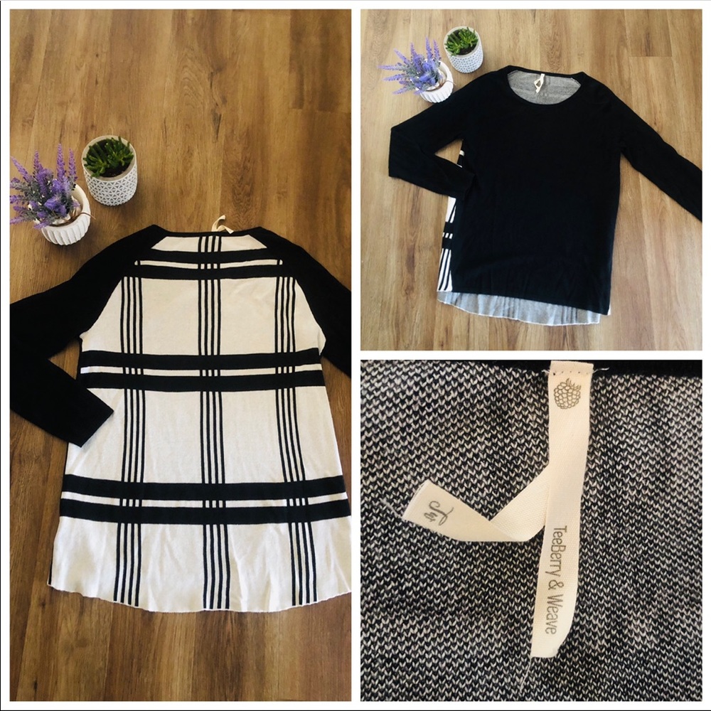 Teeberry & Weave Juliah Plaid Back Pullover.